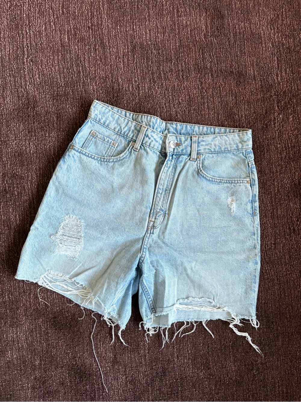 Divided Light Blue Distressed Denim Shorts
